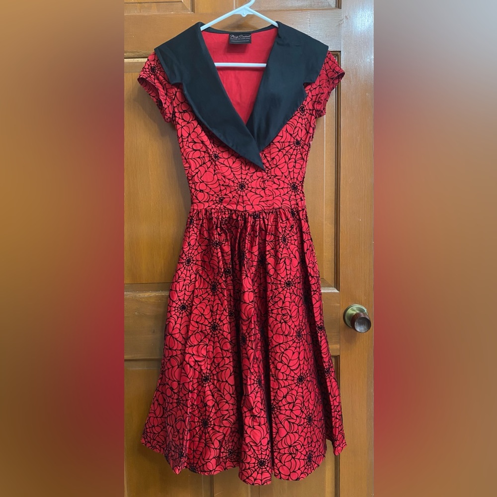 Pinup Couture red and black Spiderweb swing dress